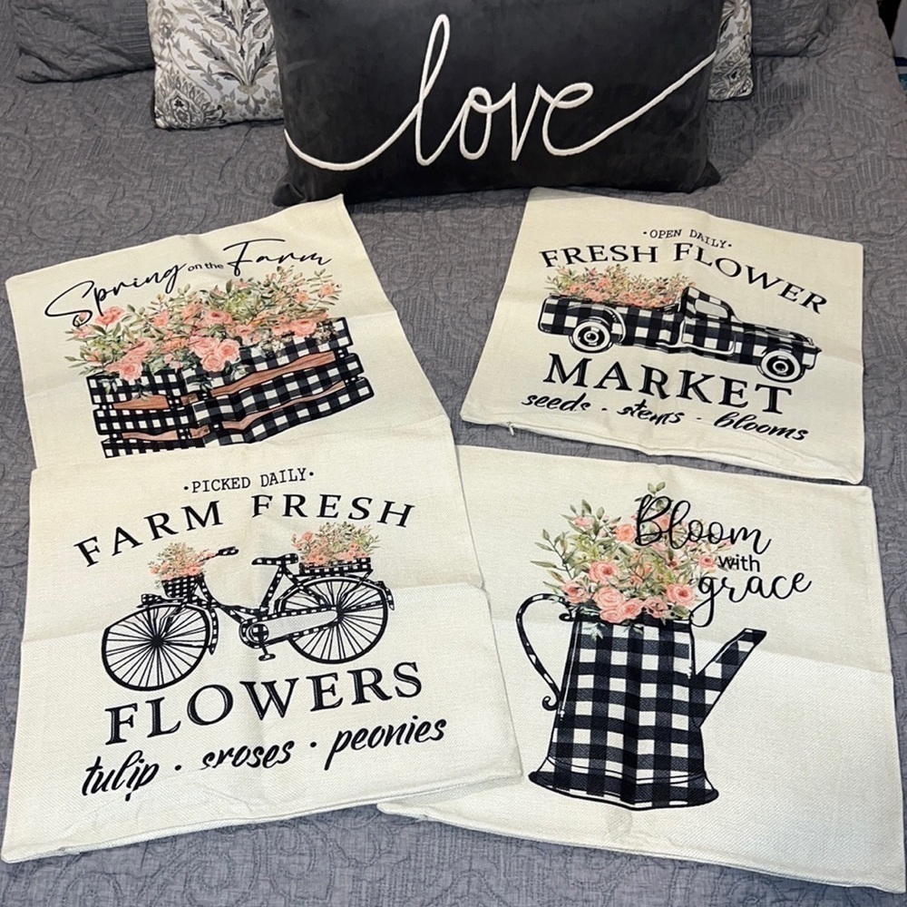 Farm House Pillow Covers In Four Designs 18X18
